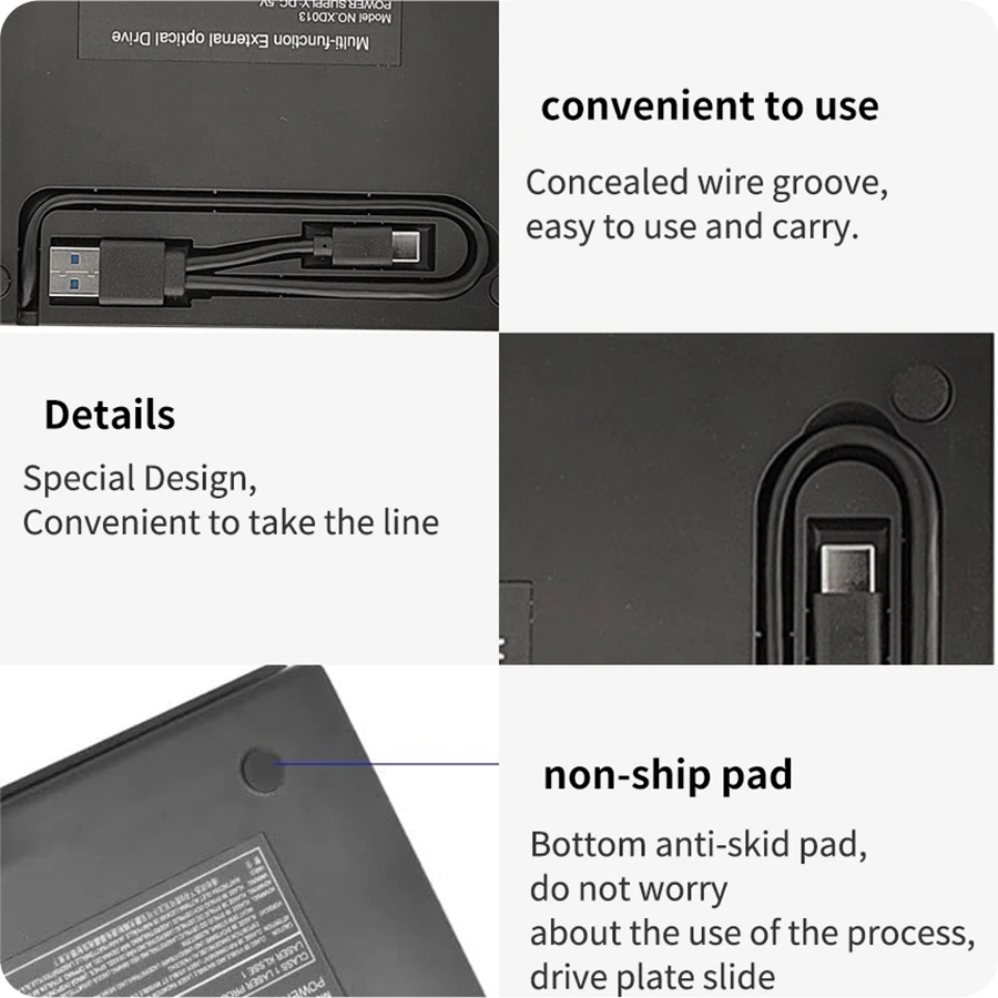 7-in-1 Ultra-Slim External CD DVD Drive USB 3.0 Portable Burner Writer for Laptop Compatible with Desktop Windows 7/8/10