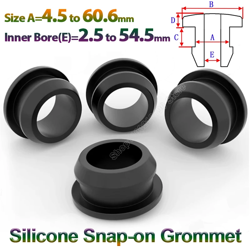 

Black Silicone Rubber Snap-on Grommet 4.5/5/6-60.6mm Hollow Hole Plug Coil Ring Cable Wiring Protect Bushings O-ring Seal Gasket