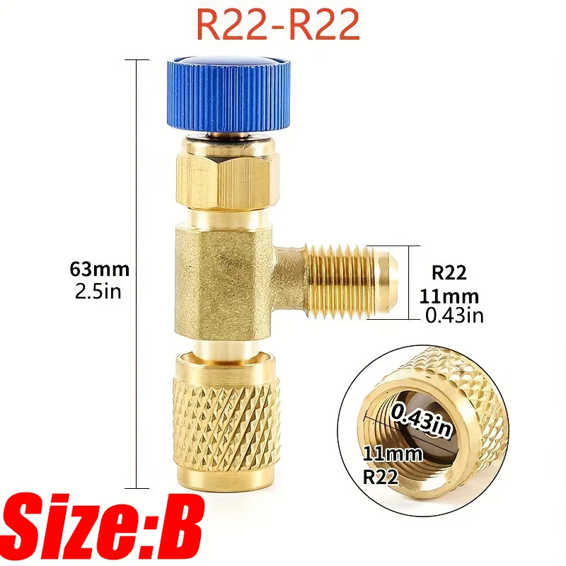 Flüssigkeitssicherheitsventil R410A R22 Klimaanlage Kältemittel 1/4 Zoll Sicherheitsadapter für SAE 1/4 Zoll männlicher Famale Sicherheitsadapter
