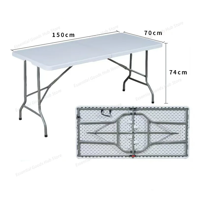 1.5-meter model Portable Outdoor Folding Table, Plastic Long Table for Stall, Home Dining & Studying, Simple Small Table