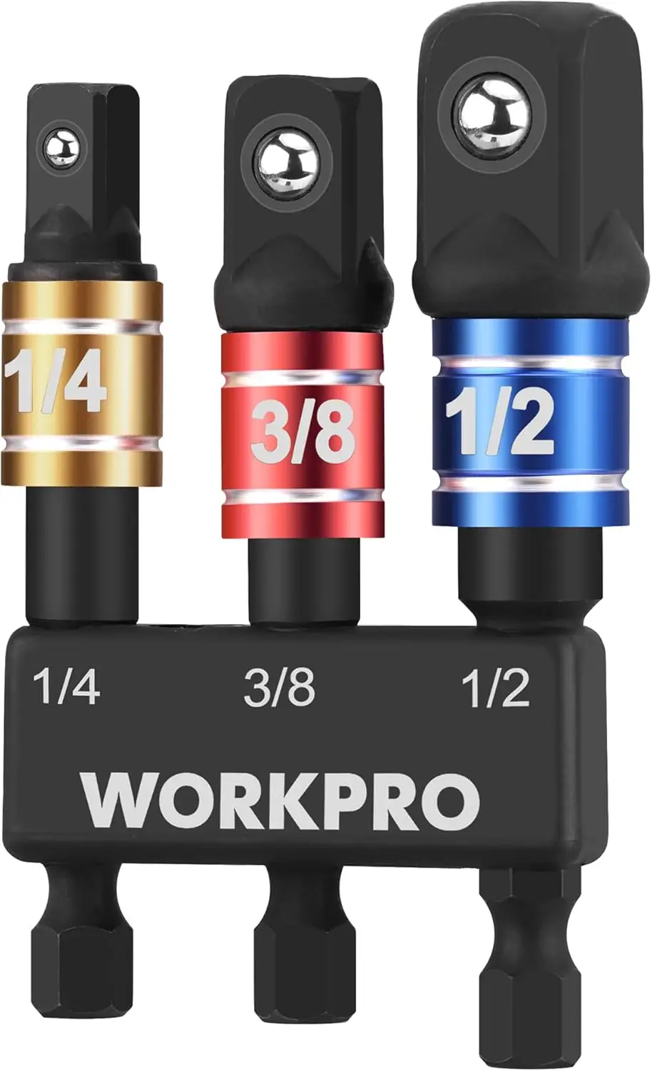 

Impact Grade Socket Adapter Set, 1/4", 3/8", & 1/2" Drive with Holder for Power Drills to Wrenches