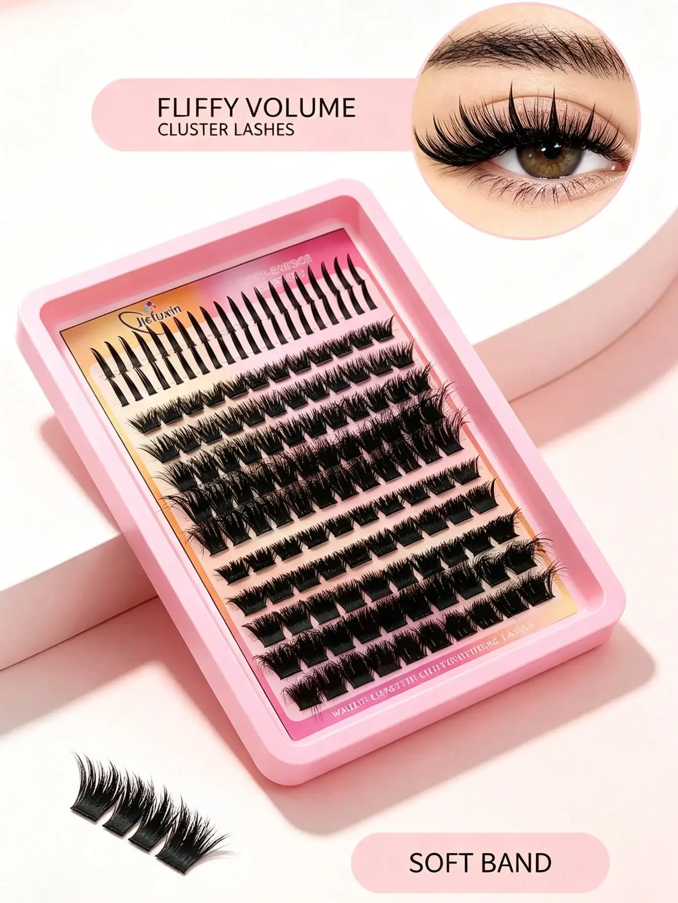 12 Reihen gemischte DIY-Wimpernbüschel mit spitzer Spitze, 3D-Kunstnerzwimpern, weiche, feine Einzelwimpern, wiederverwendbar, leicht, natürliches Augen-Make-up – Detail 2