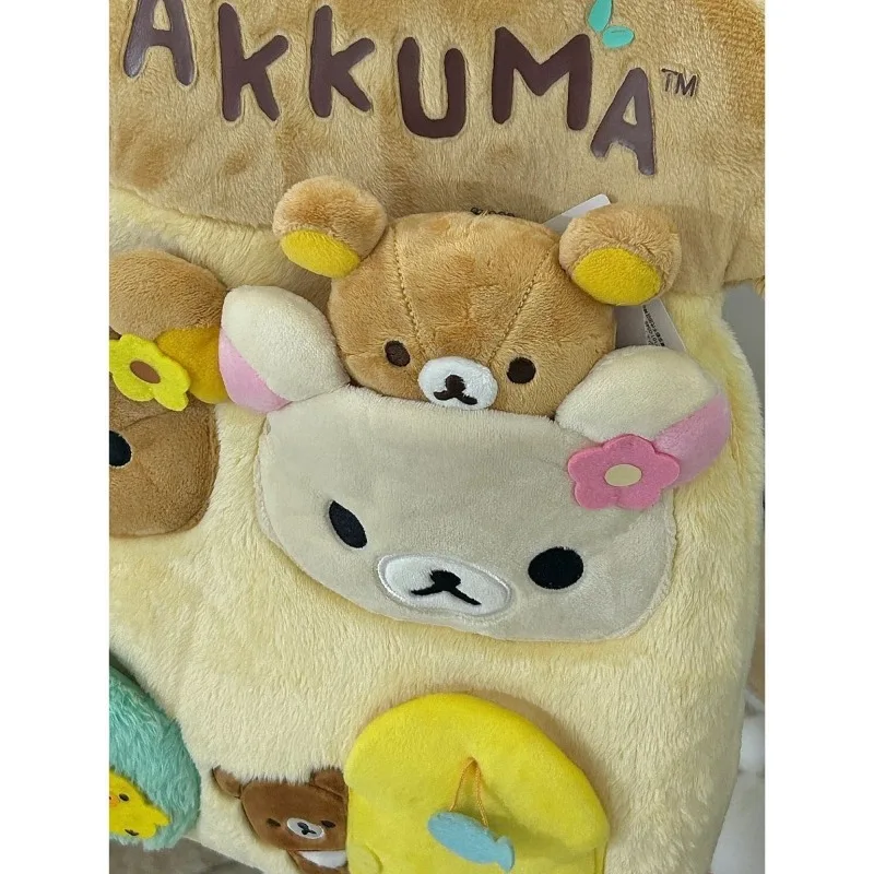 Dibujos animados Rilakkuma ‌ Bolsa colgante de almacenamiento para puerta de casa, colgante de pared de felpa, decoración suave para dormitorio, colgante, regalo de Navidad para niños