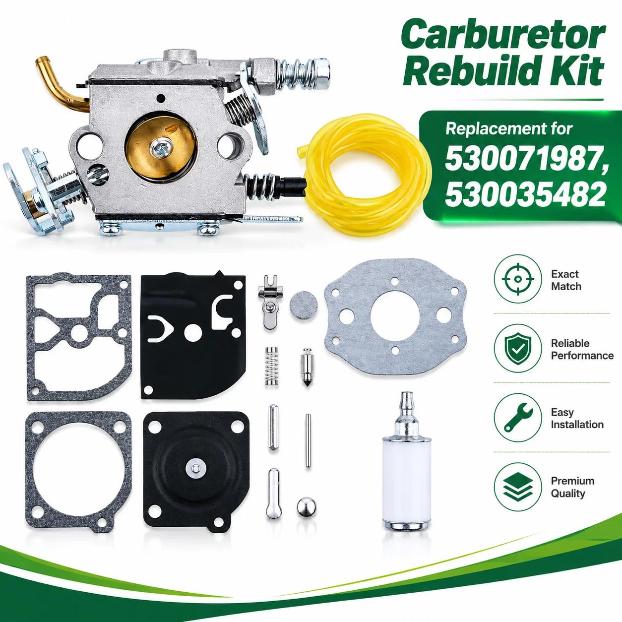 Carburetor Fuel Line Filter Diaphragm Gasket Rebuild Kit For Husqvarna 36 41 136 136LE 137 137E 141 141LE 142 142E Chainsaw