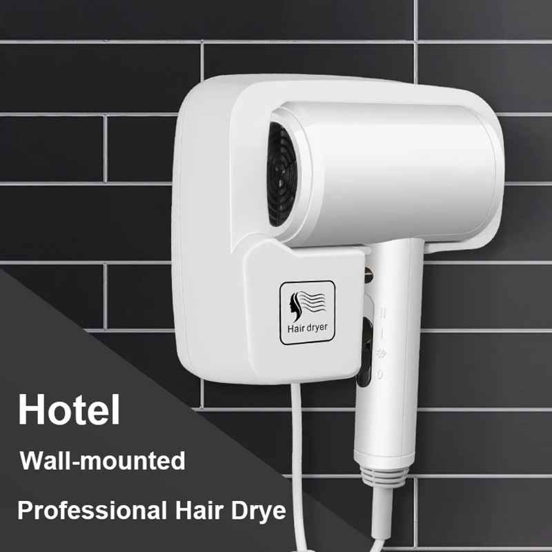 220V Wall Mounted Hair Dryer Hotel Bathroom Hair Dryers Professional Constant Temperature Dryer with Holder Base Free Punching view 2
