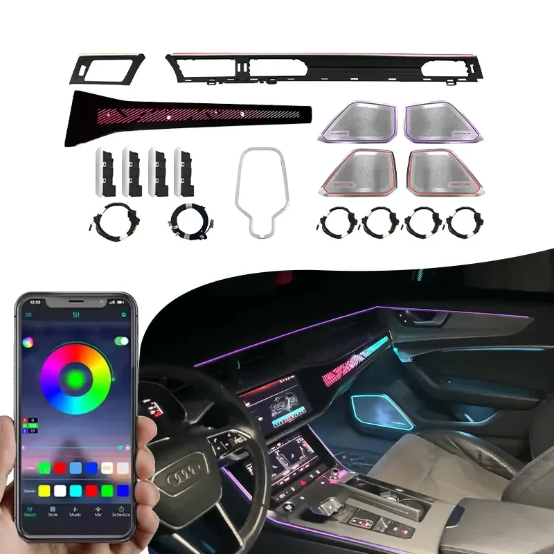 

Factory Direct Ambient LED Music Sync Strip New Car Interior Color-Changing Neon Wire Decoration For BBA Models A7+E-W213+3GT