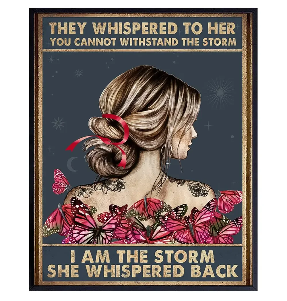 They whispered to her You Can Not Withstand The Storm Metal Tin Signs Retro Posters Plate Wall Decor for Bars Cafe Clubs Posters