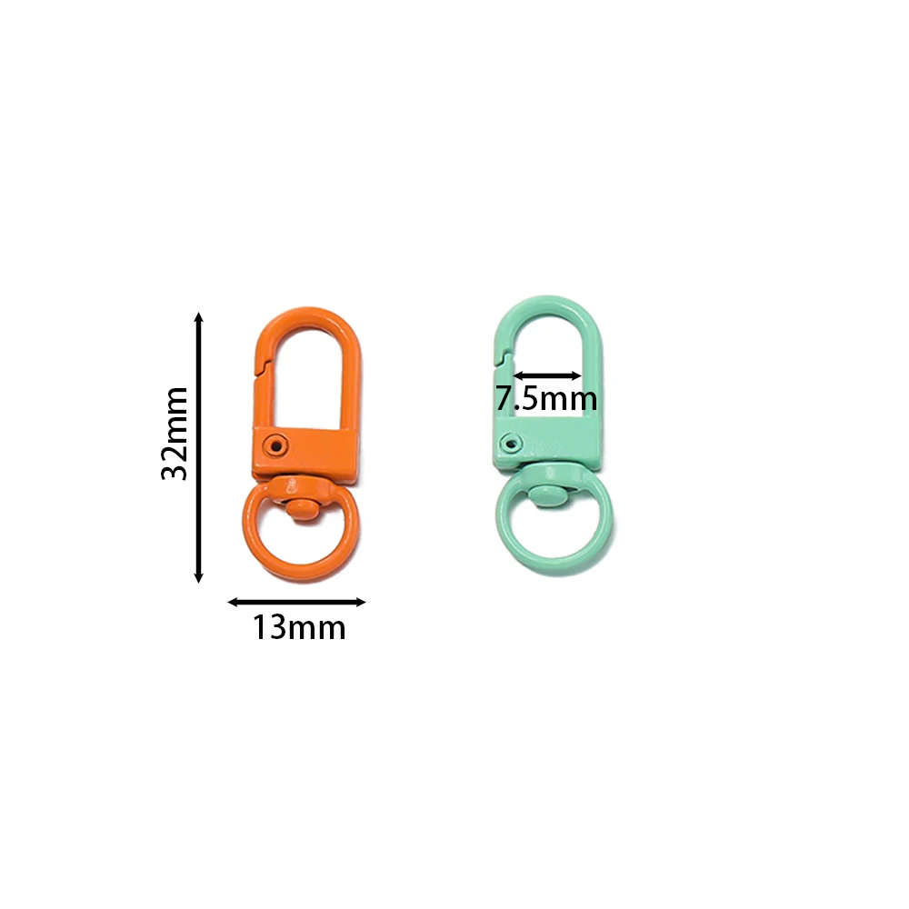 10pcs/Lot Colorful Snap Lobster Clasp Hooks For DIY Colorful Trinkets Making Rotating Pet Keychain Bag Keyring Accessories