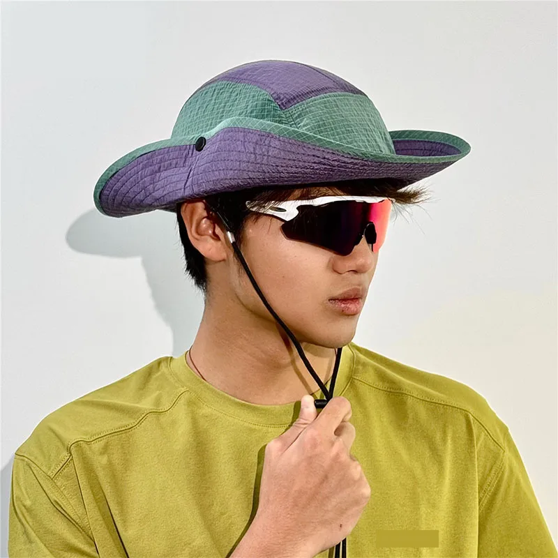 New Outdoor Mountaineering Fisherman Hats Quick Drying Thin Style Breathable Color blocked Camping Cycling Hiking Sunshade Hat