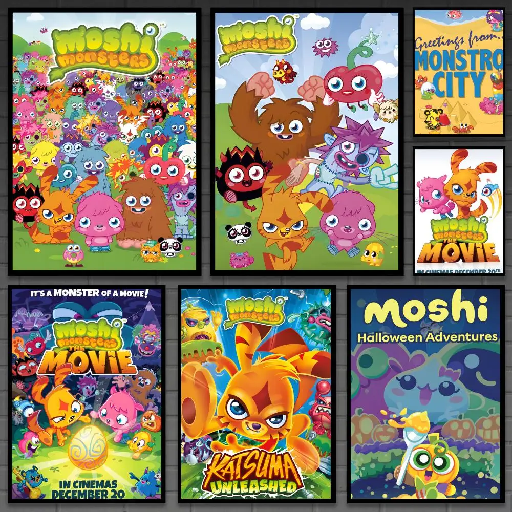 Game M-Moshi Monsters Poster Versatile HD Waterproof Wall Art Self-Adhesive Decor for Any Space Ideal Gift