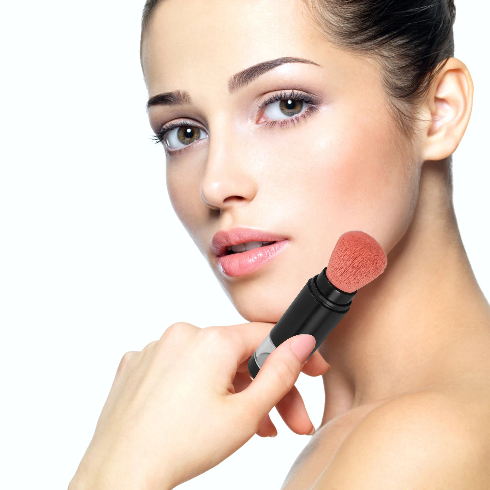 Pinceaux de maquillage en Spray de poudre automatique, Palette de fard à paupières, Blush, coudé, voyage avec couvercle