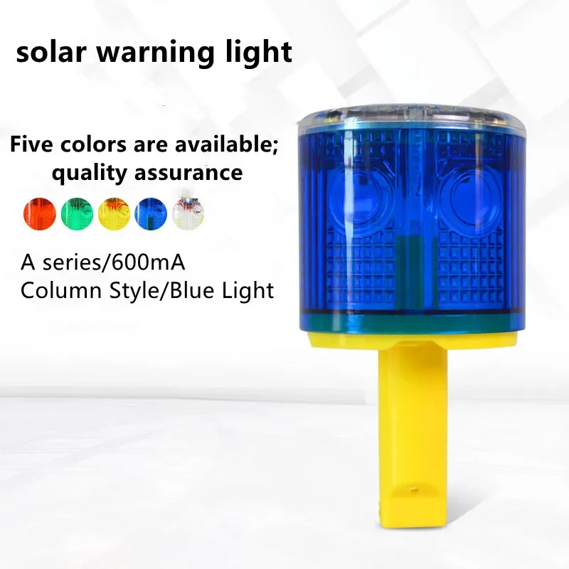 LED Solar Powered Warning Light Traffic Signal Navigation Beacon 600mAH Battery Road Cone Warning Blue Color Indicator Lamp
