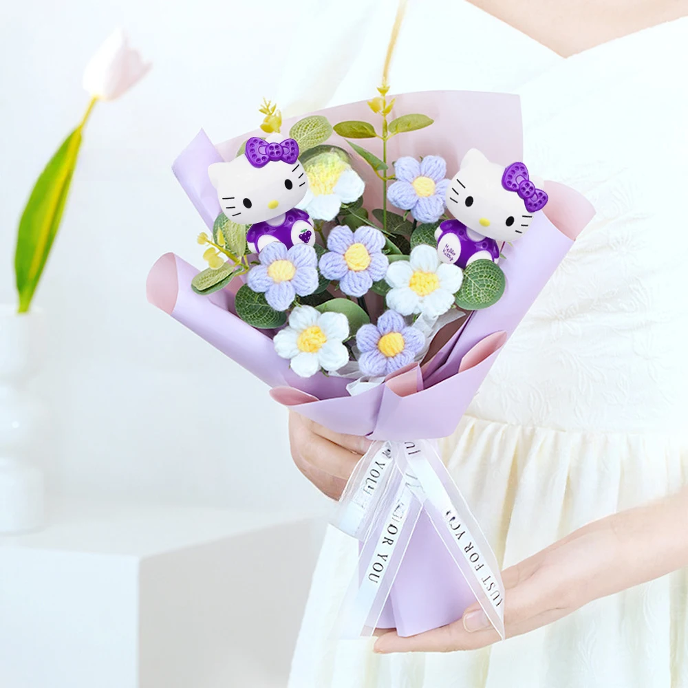 Sanrio holds a bouquet of Hello Kitty realistic daisies. Hello Kitty Mother's Day Gift Teacher's Day Gift Valentine's Day Gift H - view 3