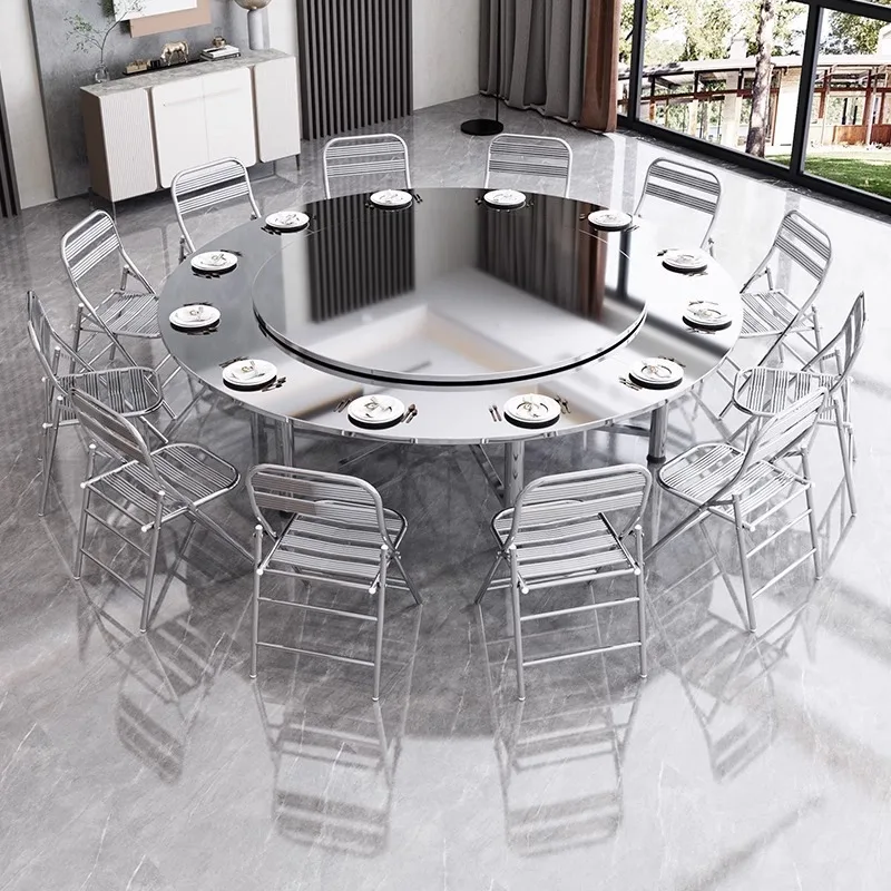 

Foldable turntable table round table household commercial outdoor eating