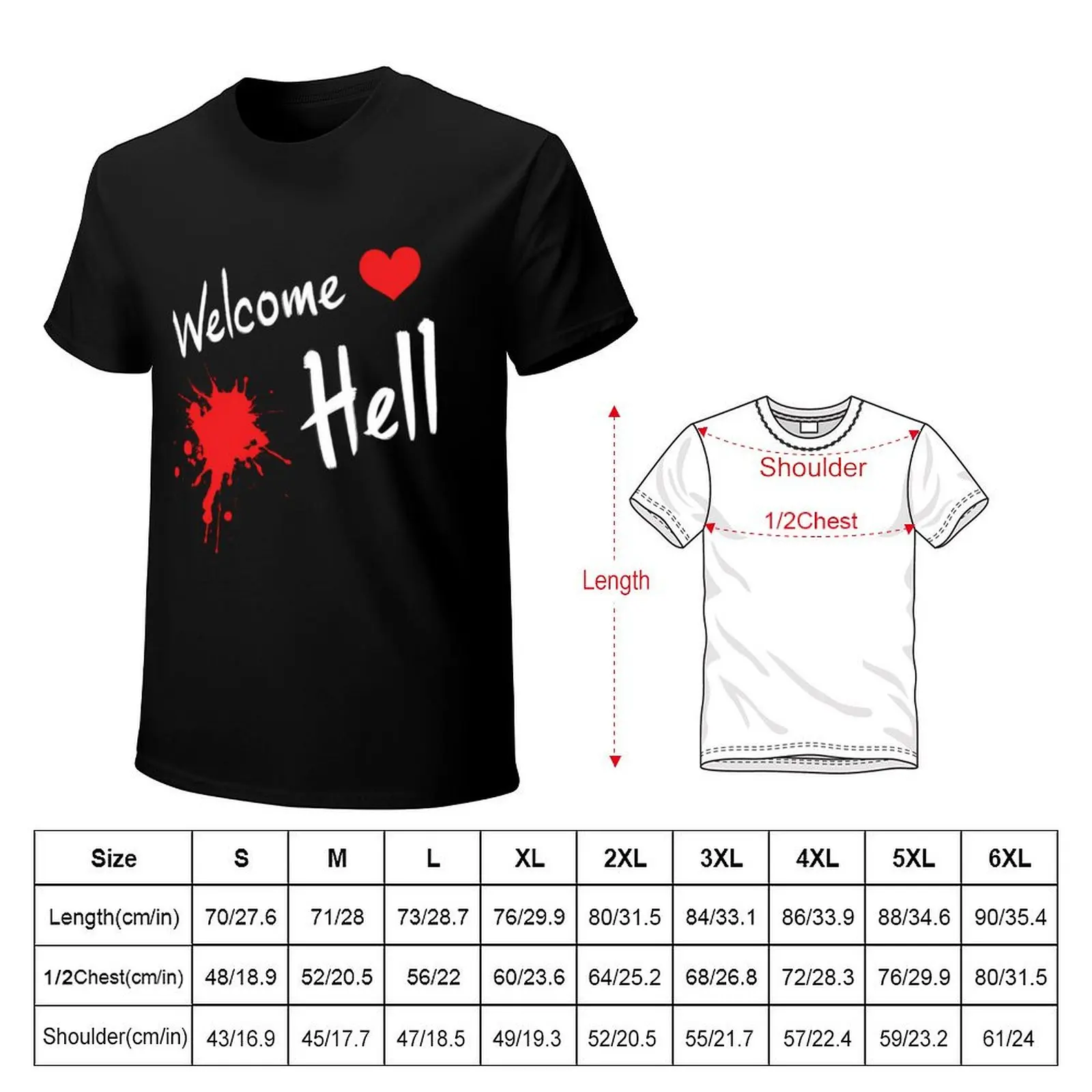 Touhou Project Welcome Hell T-shirt hippie clothes sweat graphics kawaii clothes Short sleeve tee men