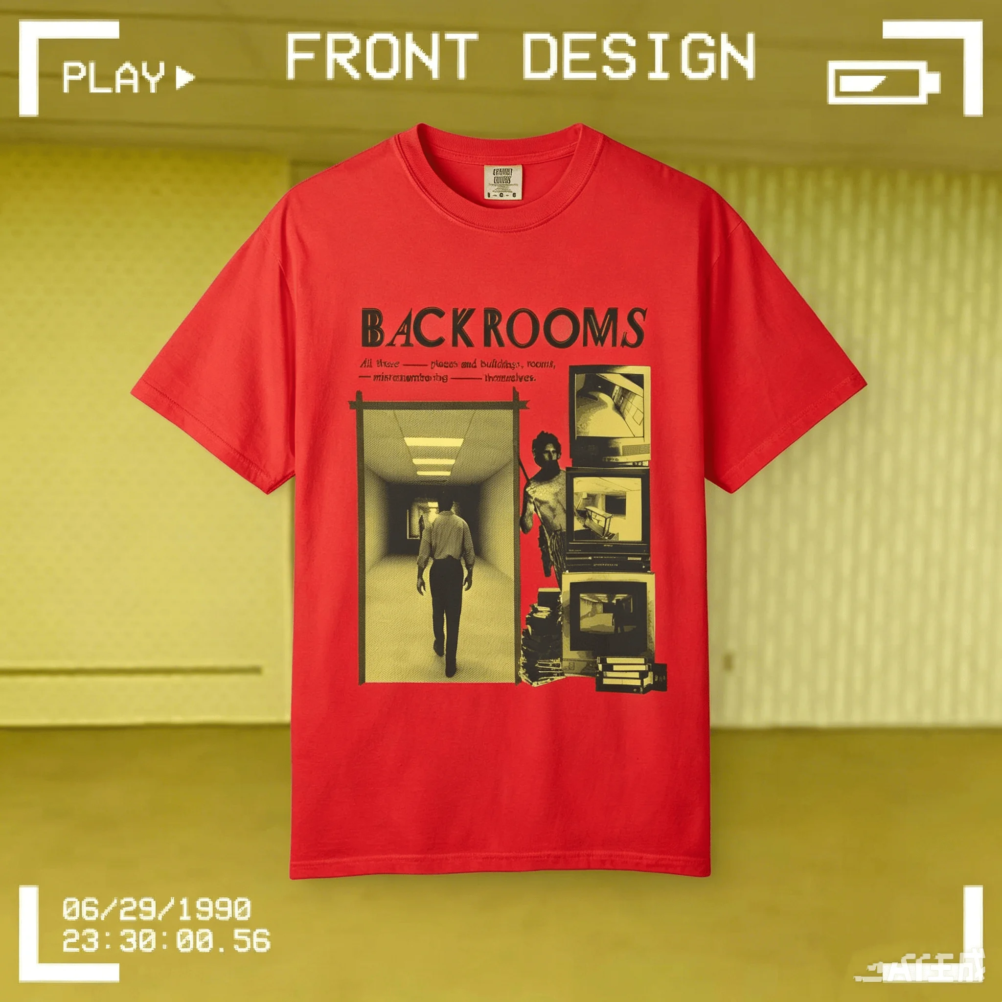 Backrooms Film-Motiv T-Shirt Horror-Film Baumwoll-T-Shirt 2026 Sommer Herren Damen Streetwear Lässiger Y2k-Stil Lockeres Shirt – Detail 7