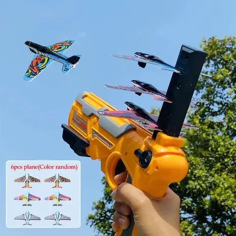 HOT! Vliegtuig Launcher Bubble Katapult Met 6 Kleine Vliegtuig Speelgoed Grappig Vliegtuig Speelgoed voor Kinderen vliegtuig Katapult Gun Schieten Spel Gift