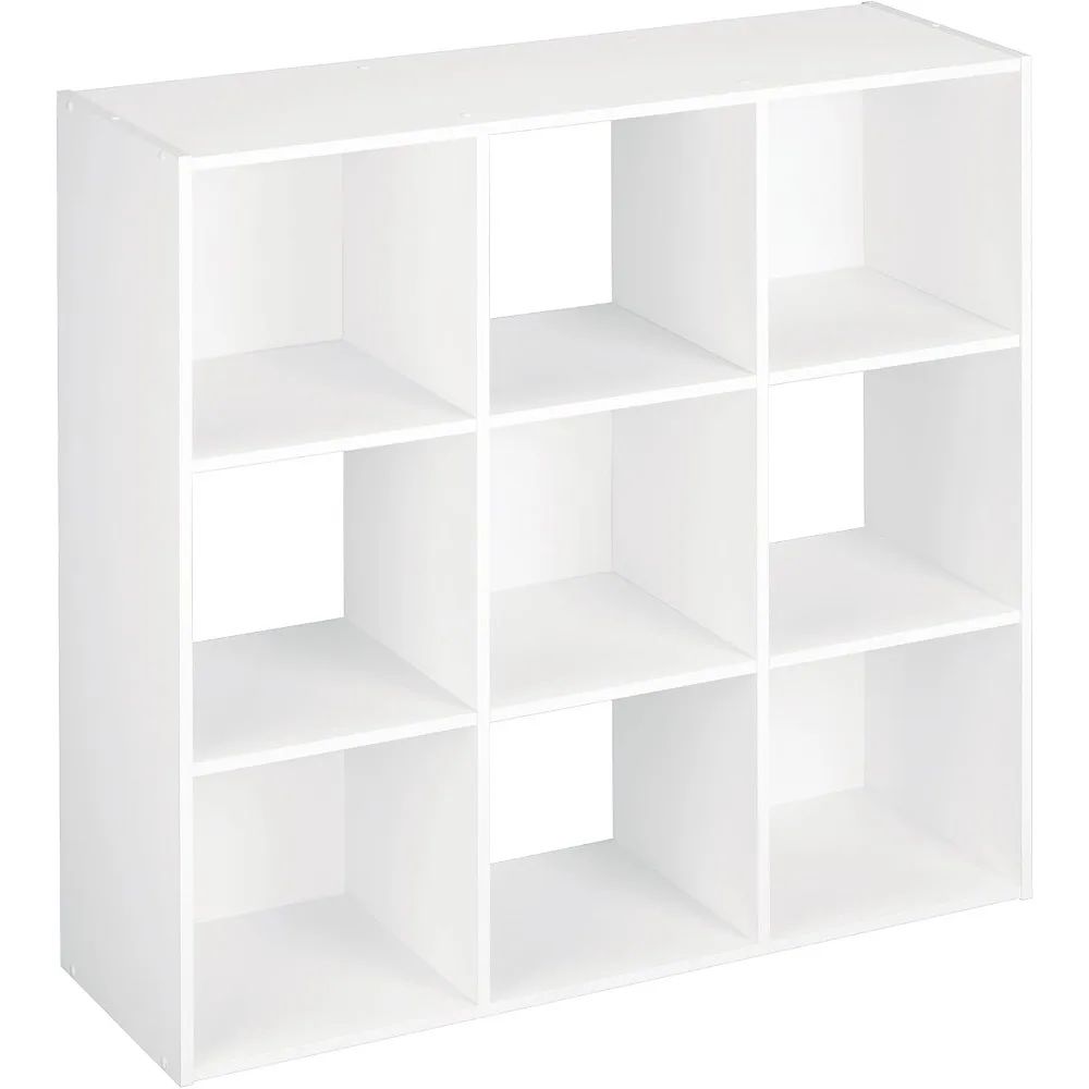 

9 Cube Laminated Wood Reversible Stackable Open Bookcase Display Shelf Storage Organizer for Home and Office Organization