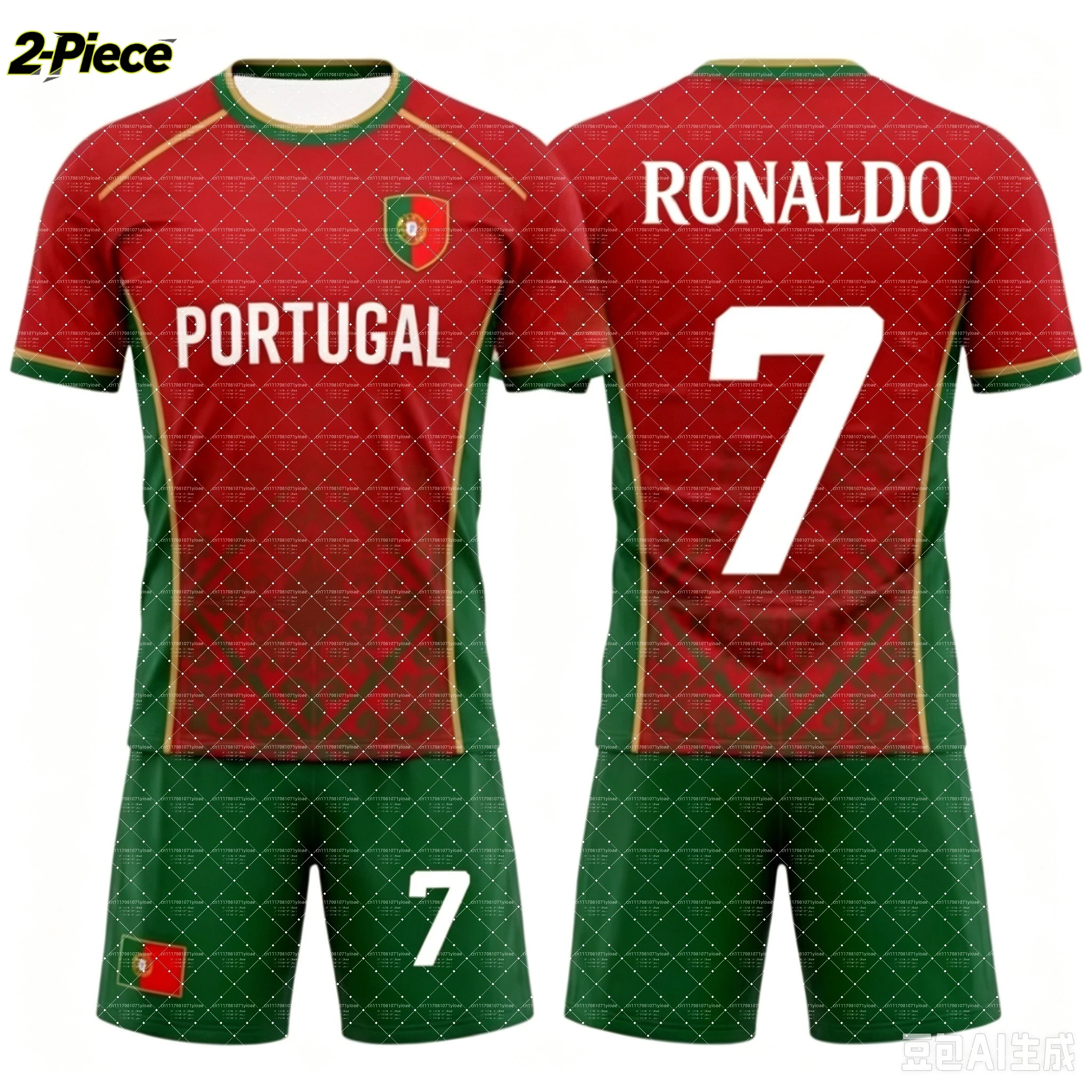 2026 Spezielles Ronaldo 7 Fußball-Trikot-Set mit T-Shirt und Shorts, Einzelnes Oberteil Verfügbar, Harajuku Shirt-Shorts-Set Kinder-Trainingsanzug 2-teiliges Set – Detail 6