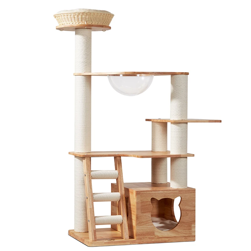 Modern Luxury XXL Wooden Cat Tree & Scratcher Towering Climbing Frame For Large Cats For Indoor & Outdoor Use