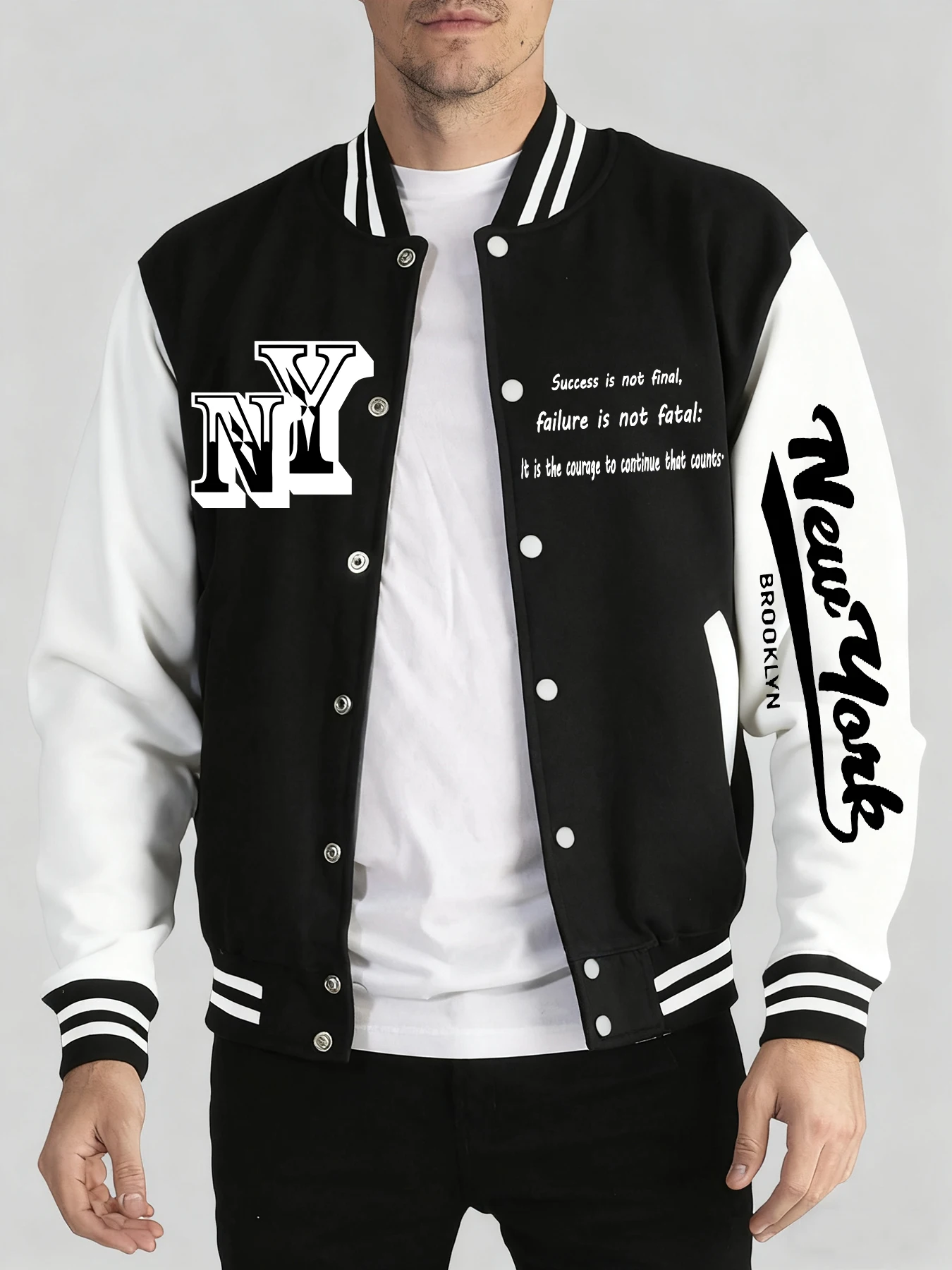 

New York Brooklyn Art Letter Print Clothes Man'S Loose Sports Baseball Jersey Fashion High Street Veste Autumn Winter Jackets