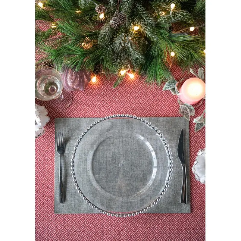 

8 Pack Plastic Charger Plates, 13 Inch Round Serving Tray Set for Events, Parties, Weddings, and Dining