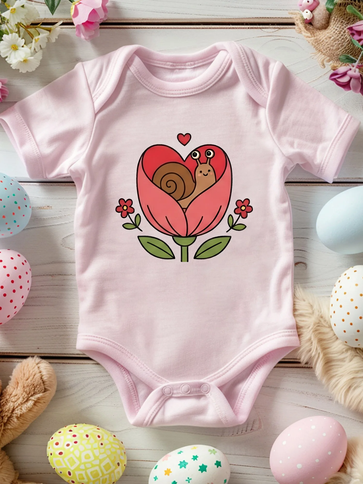 

Детский комбинезон унисекс с улиткой внутри цветка, мягкий комбинезон из 100% хлопка, всесезонное розовое боди 190GSM