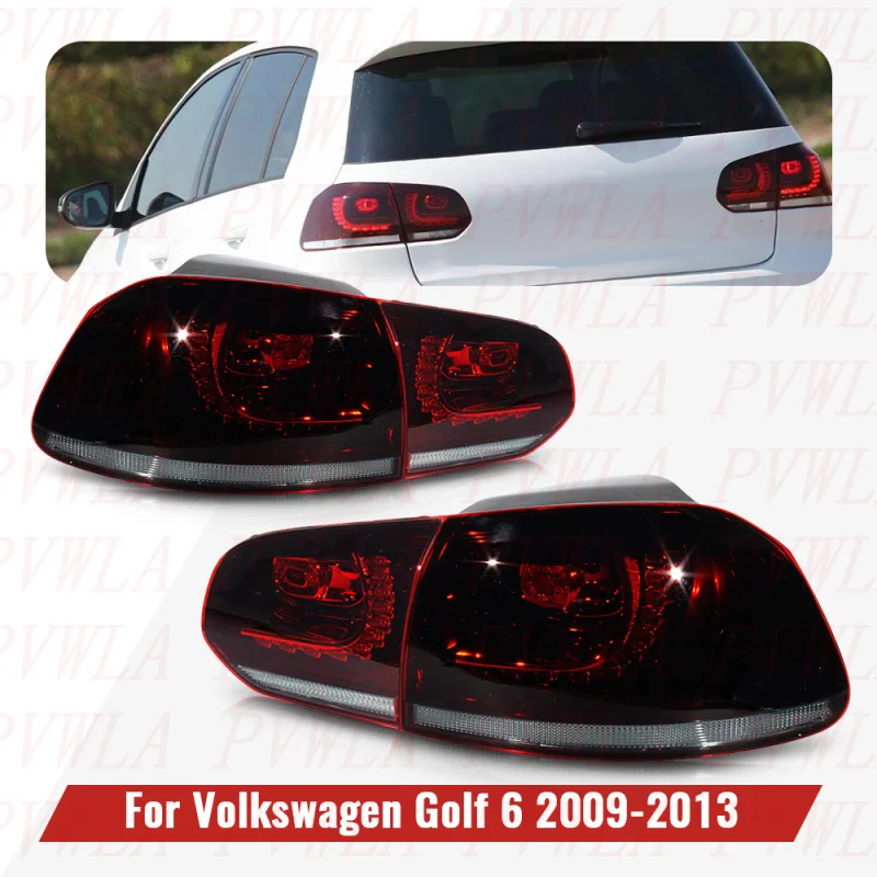 

LED Tail Light For Golf 6 MK6 R20 GTD GTI 2009 2010 2011 2012 2013 1 Set LED Dark Red Flowing Rear Lamp Brake Light