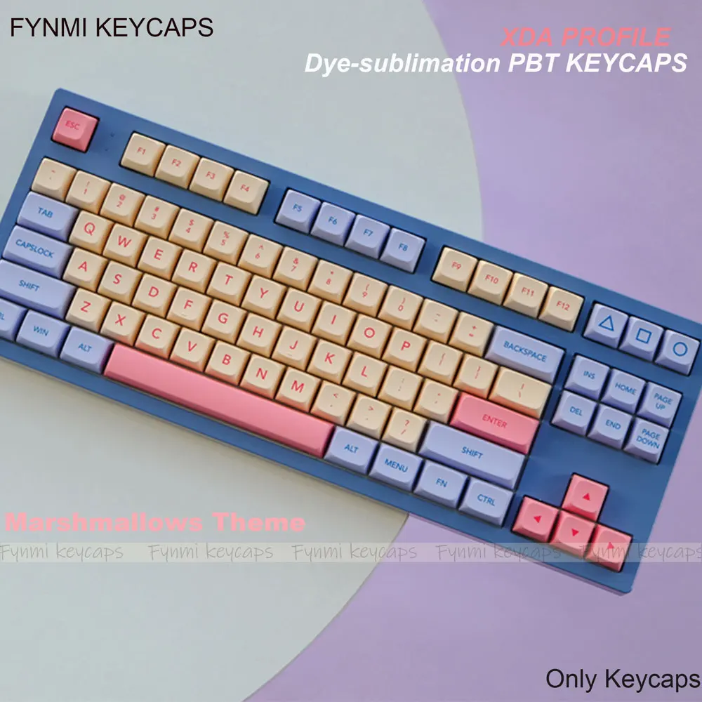 Fynmi XDA ANSI 132keys Marshmallows childhood PBT Dye Sublimation Keycaps for MX switch keyboard