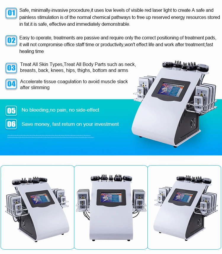 6 In 1 40K Cavitation Slimmingเครื่องสูญญากาศLipo Laser Multi-Polarลดน้ําหนักBody Shapingอุปกรณ์กําจัดเซลลูไลท์บ้านใช้