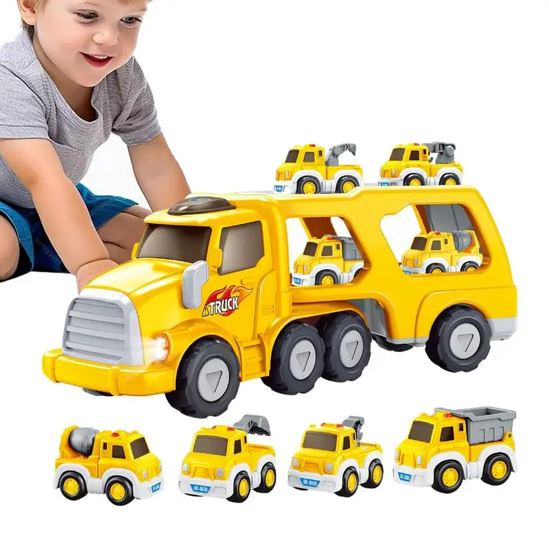 Car Carrier Truck Toy Double-Decker Toy Truck Car Transporter Toy Cute Carrier Vehicle Toy Trucks Transport Truck Toy For Kids