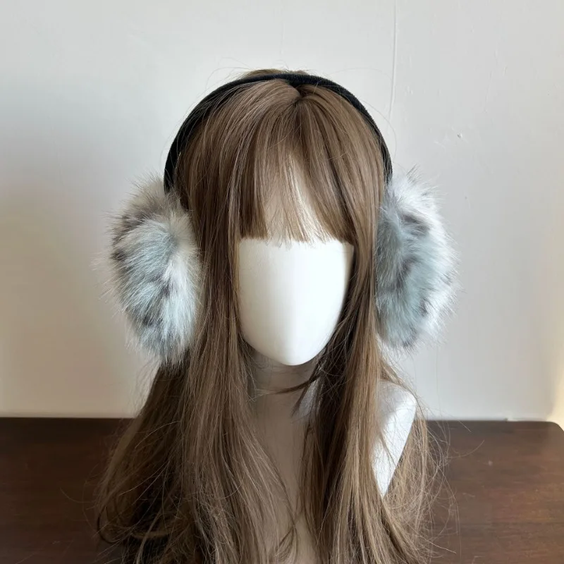 Y2k Leopard Faux Fur Earmuffs Folded Winter Warm Thickened Anti-freeze Women Japanese Ear Protection Cycling Earbags Accessories