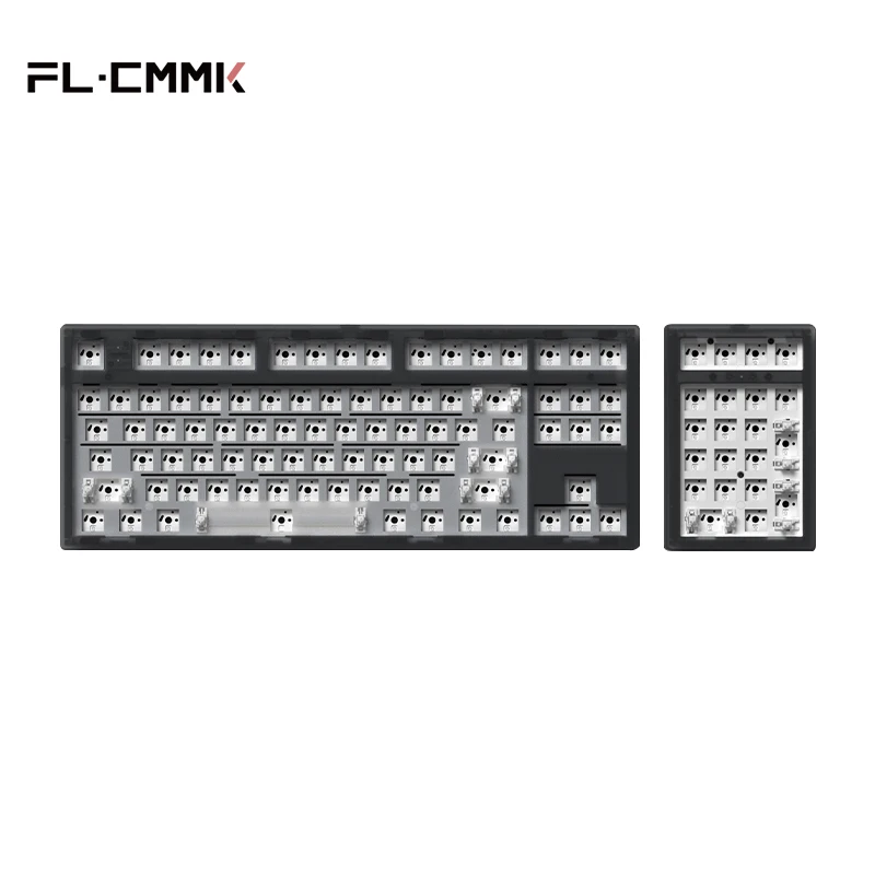 

FL·ESPORTS MK870 PRO Mechanical Keyboard Kit with Number Keypad 3/5 Pin Hot Swappable RGB 2.4GHz Wireless/USB Type-C/BT Keyboard