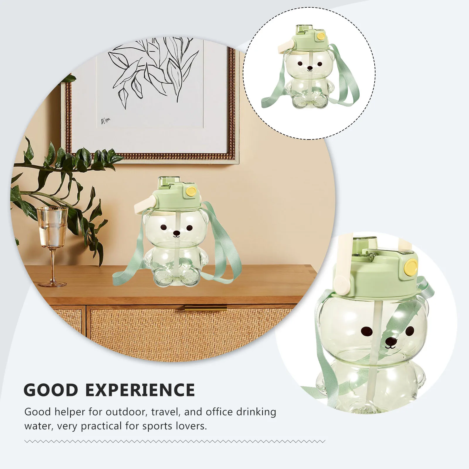 

Bear Shaped Water Bottle with Shoulder Strap Large Capacity Refillable for Sports Hiking Camping Bear Water Bottle