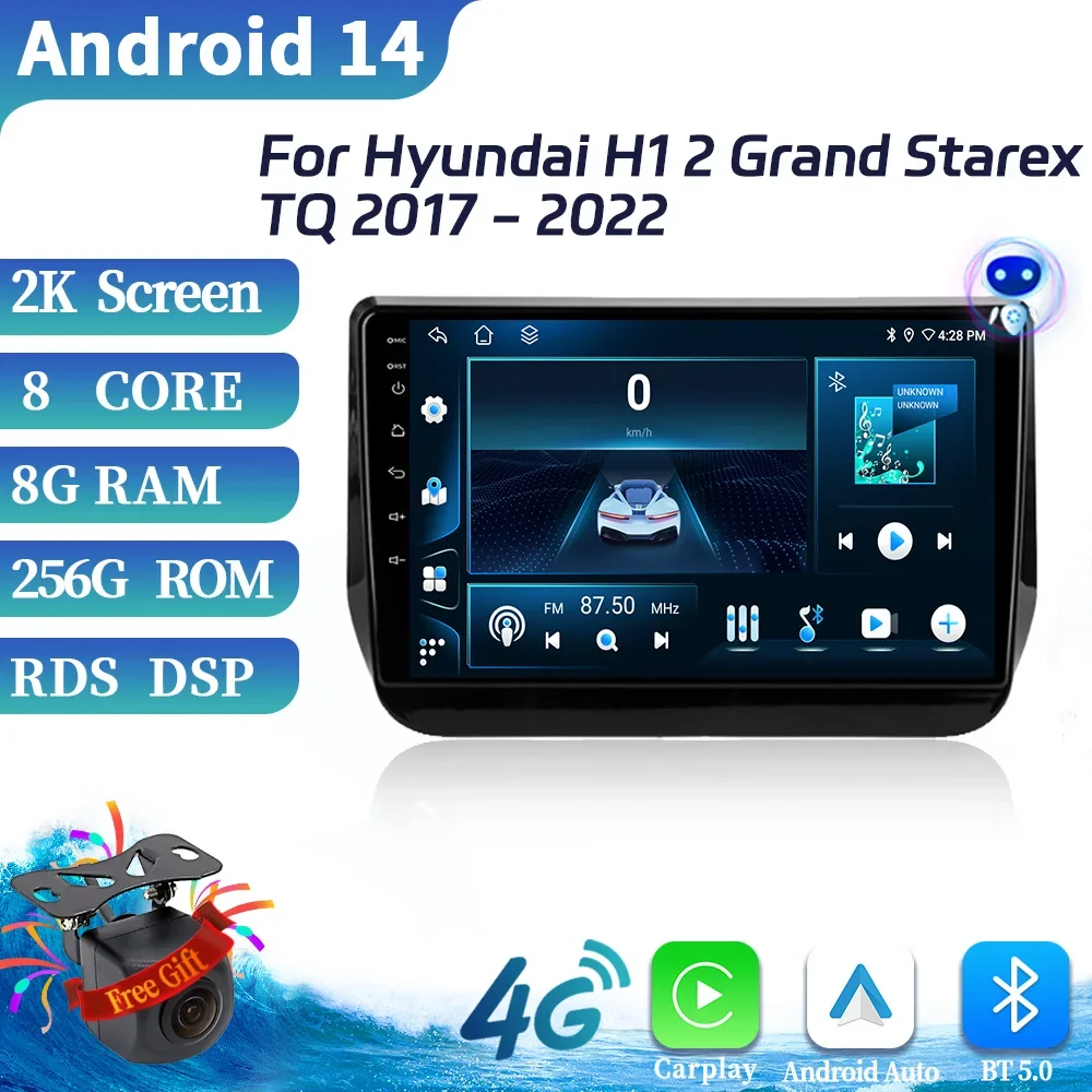 

For Hyundai H1 2 Grand Starex TQ 2017-2022 Car Radio Multimedia Video Stereo Navigation GPS Android 14 WIFI BT Carplay Screen