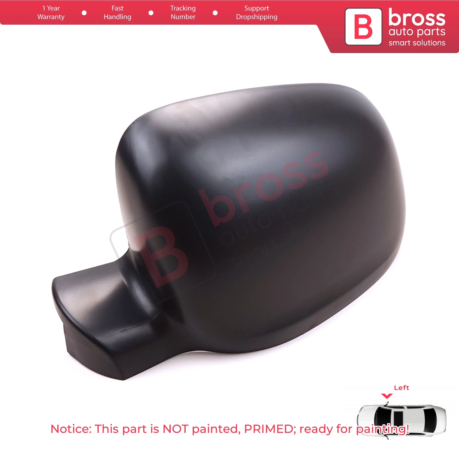 BSP1107-1 Car Side Mirror Shell Cap Cover Left 963735075R for Renault Kangoo Mercedes Citan W415 W420 Nissan Townstar NV250