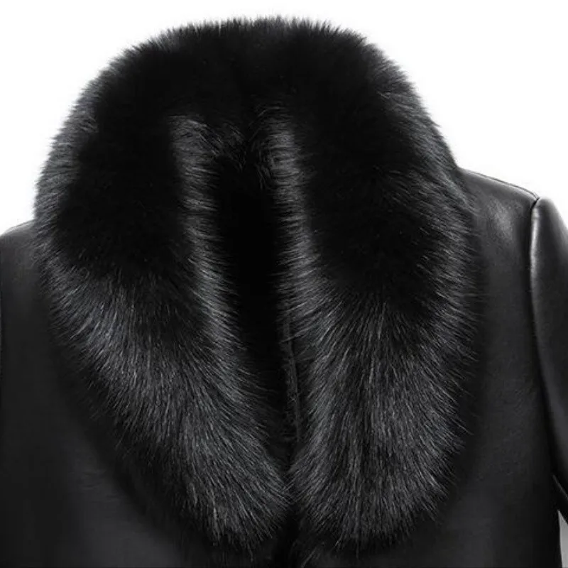 Hot Winter New Formal Leather Jacket Male Fur One Turn-down Collar Natural Sheep Skin Jackets 2025 Men's Slim Trend Warm Coats view 6
