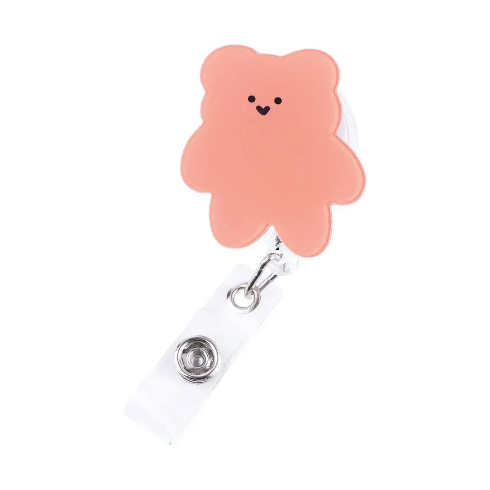 Clipe de carretel de cor de doces dos desenhos animados acrílico estudante clipes de cartão de identificação titular do crachá titular do cartão de nome retrátil carretel de crachá