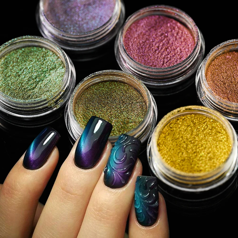 Odblaskowy koc magnetyczny proszek do paznokci Glitter Chameleon Cat Eye Powder Pearl Pigment do lakieru żelowego UV Chrome Dust Nail Supplies