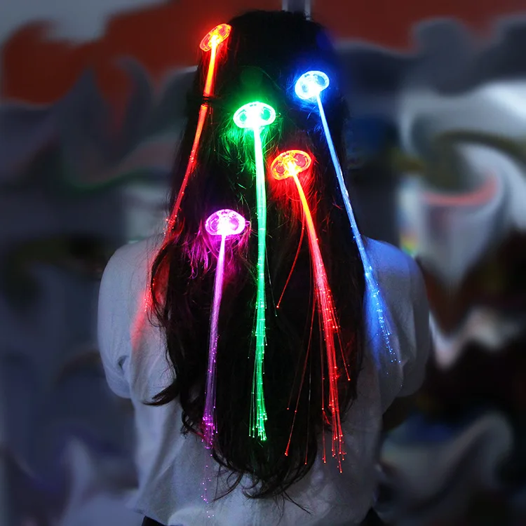 LED Brilhante Braid Hair Neon Glow no Escuro, Luzes de Natal, Decoração de Halloween, Favor Do Partido, 5 Pcs, 12 Pcs