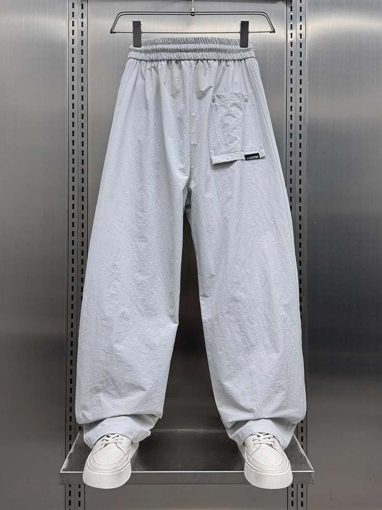 Retro japonês sle masculino solto ajuste perna reta calças de trabalho qui seco respirável dança rua perna larga calças paraquedista