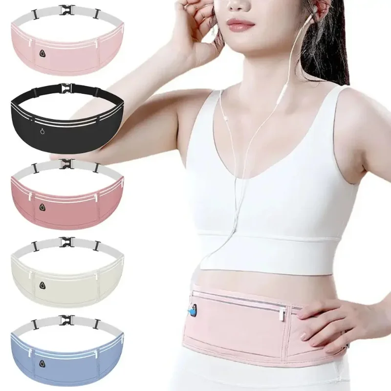 

Unisex Outdoor Marathon Running Reflective Waist Bag Elastic Water Bottle Sports Waist Bag Large Capacity Anti-Theft Phone Bag
