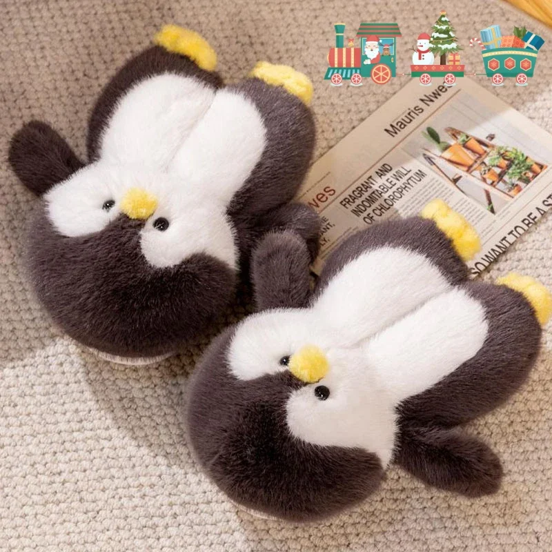 Nuove scarpe di cotone per la casa autunno inverno peluche pantofole da donna simpatico cartone animato bambole pinguino scarpe di cotone pantofole