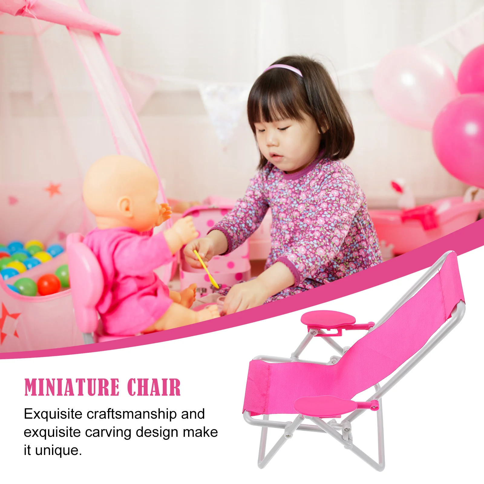 3 Pcs Mini Deck Chair Baby Children’s Toys Chaise Longue House Decoration Playhouse Furniture Chairs