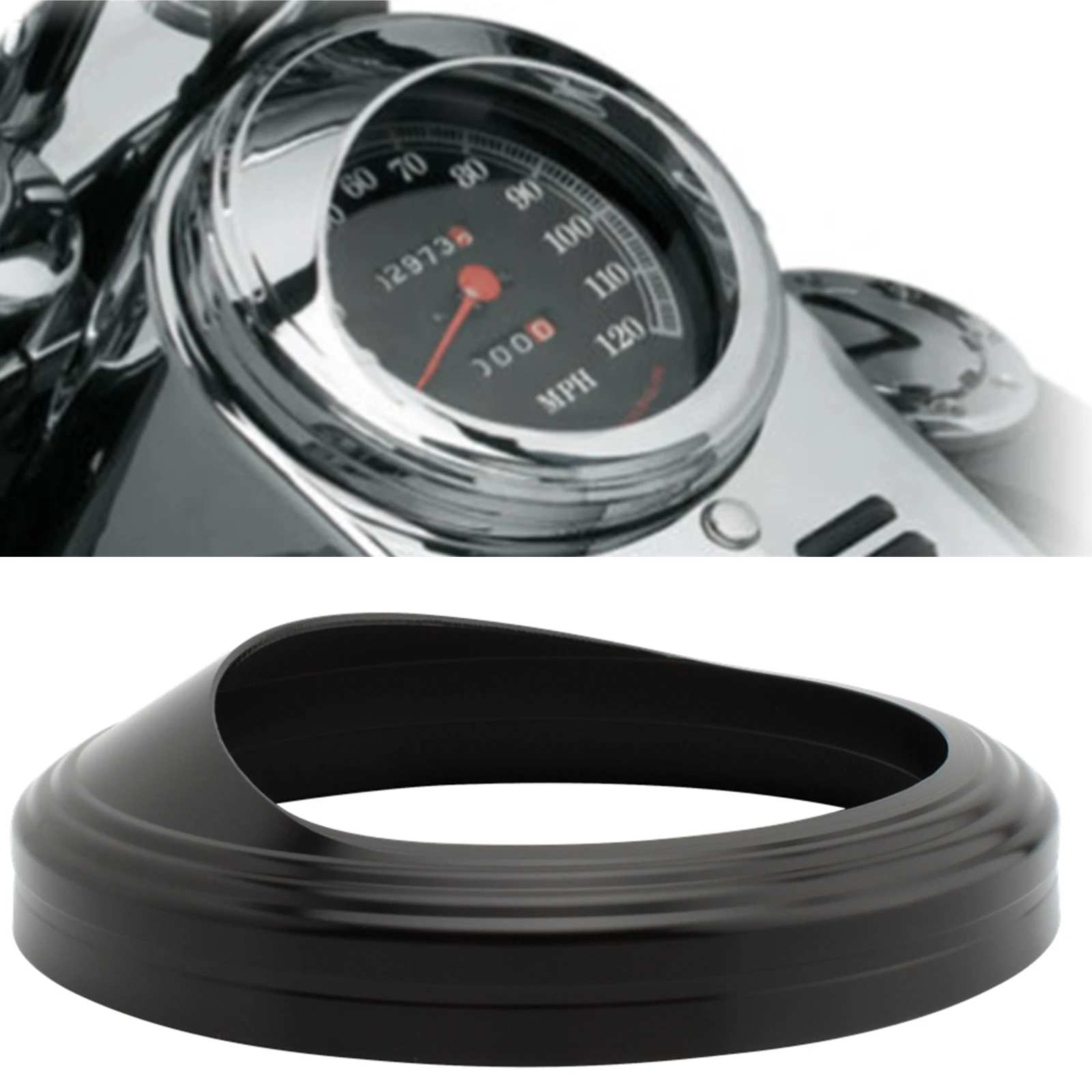 

Motorcycle Front Speedometer Gauges Trim Ring Frame Cover Visor For Harley-Davidson Road King Dyna Softail with 5" Speedometer