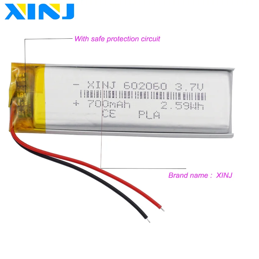 3.7V 700mAh 2.59Wh 602060 akumulator litowo polimerowy akumulator Lipo dla długopis z funkcją nagrywania GPS rejestrator jazdy LED światła Sat Nav