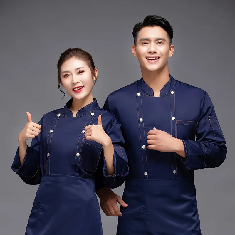 Chef Overalls Men's Catering Chef Western Chef Hotel Baking Kitchen Western Food Long Sleeve Chef's Uniform Customization