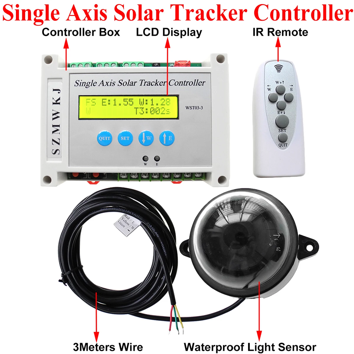 Imagem -05 - Singleaxis Rastreador Solar dc 12v Rastreador Solar com Atuador Linear de 18 e Controlador para Painel Solar Eletrônico Pista de Luz Solar