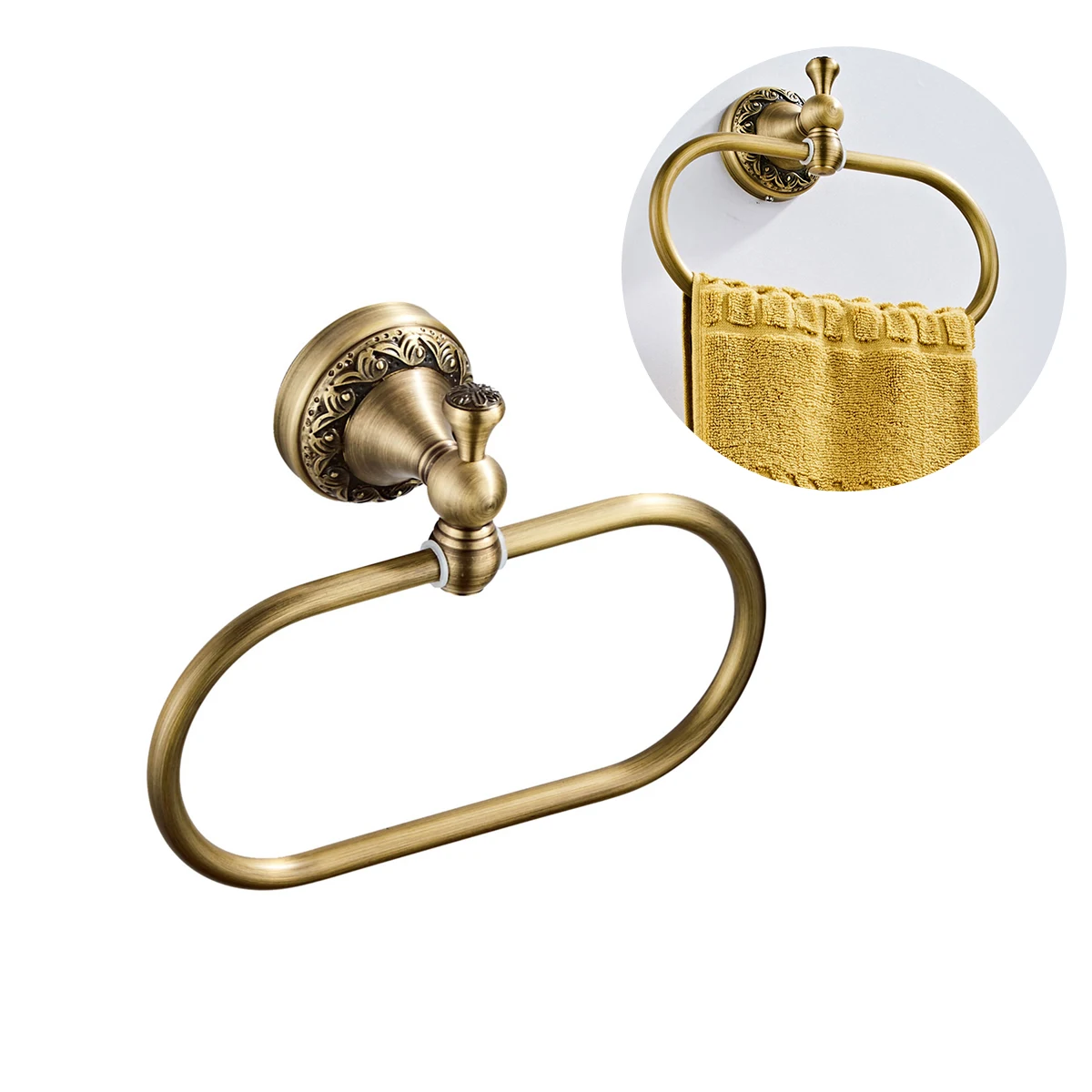 

Copper Towel Ring Oval Wall Mount Bathroom Accessory Durable Rust Proof Space Saving Modern Elegant Design Towel Ring