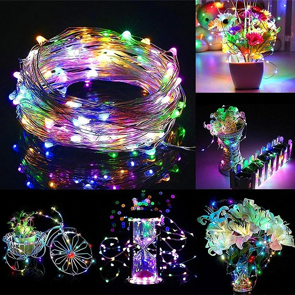 2023 Led Christmas Fairy Lights Copper Wire String 5-20M Holiday Outdoor Lamp Garland For 2024 New Year Tree Wedding Decoration